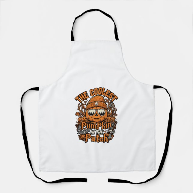 Coolest Pumpkin Patch Halloween Beanie Sunglasses Apron (Front)