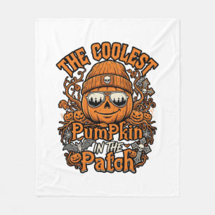 Coolest Pumpkin Patch Halloween Beanie Sunglasses Fleece Blanket