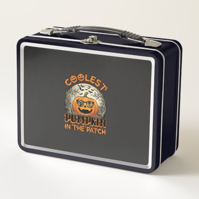 Coolest Pumpkin Patch Halloween Spooky Sunglasses_ Metal Lunch Box (Front)