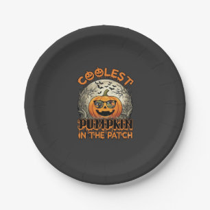 Coolest Pumpkin Patch Halloween Spooky Sunglasses_ Paper Plate