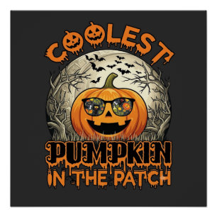 Coolest Pumpkin Patch Halloween Spooky Sunglasses_ Poster