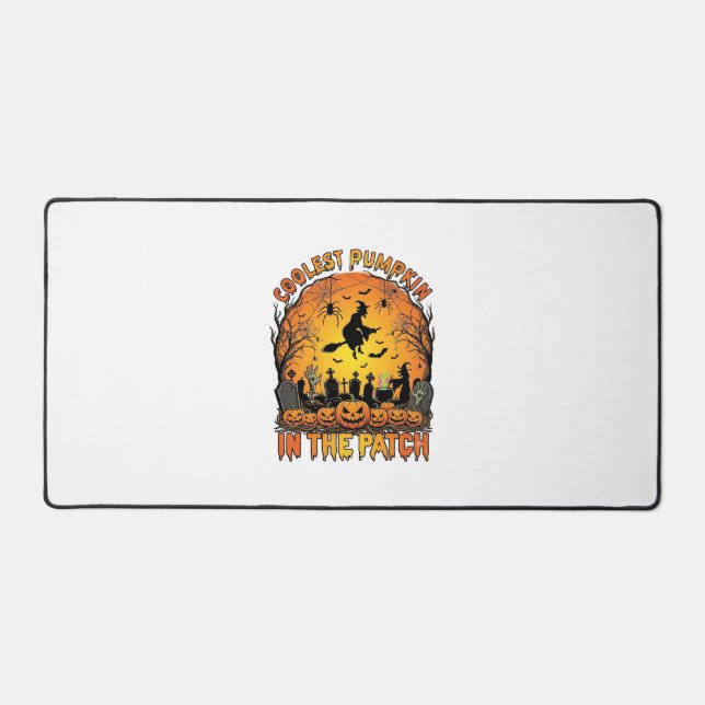 Coolest Pumpkin Patch Halloween Witch Spiders Grav Desk Mat (Front)