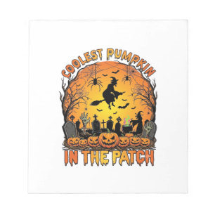 Coolest Pumpkin Patch Halloween Witch Spiders Grav Notepad