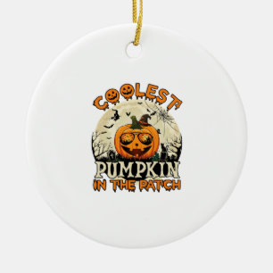 Coolest Pumpkin Patch Sunglasses Witch Hat Hallowe Ceramic Tree Decoration