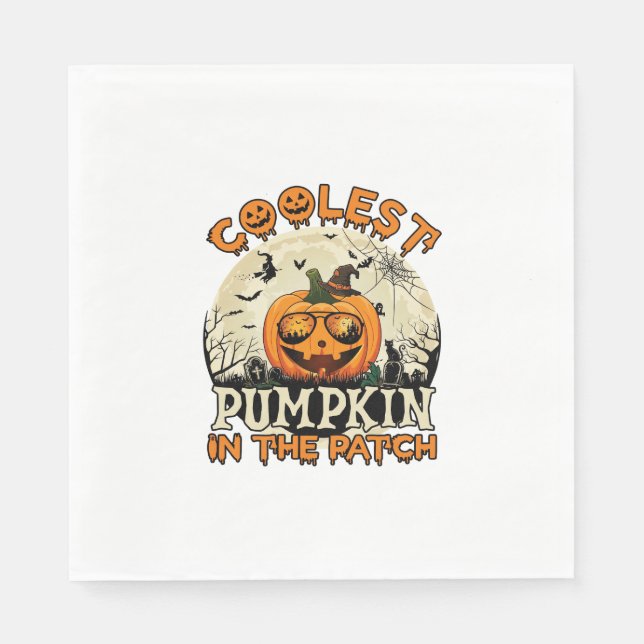 Coolest Pumpkin Patch Sunglasses Witch Hat Hallowe Napkin (Front)