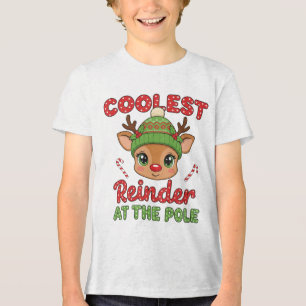 Coolest Reindeer at the Pole Cute Christmas Tri-Blend Shirt