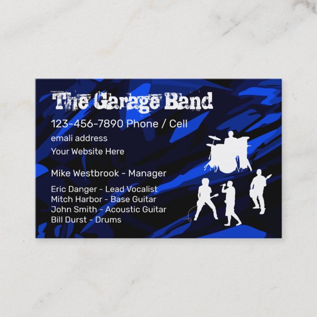 Coolest Rock Band Grunge Style Business Card (Front)