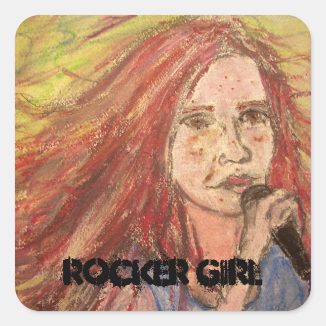 Coolest Rocker Girl Square Sticker (Front)