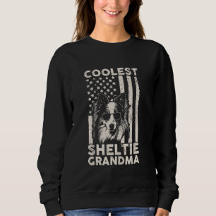Coolest Sheltie Grandma Vintage American Flag Funn Sweatshirt