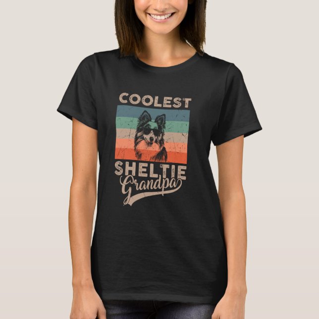 Coolest Sheltie Grandpa Gifts for Men Funny Dog Gr T-Shirt (Front)
