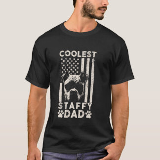Coolest Staffy Dad Vintage American Flag Funny Fat T-Shirt
