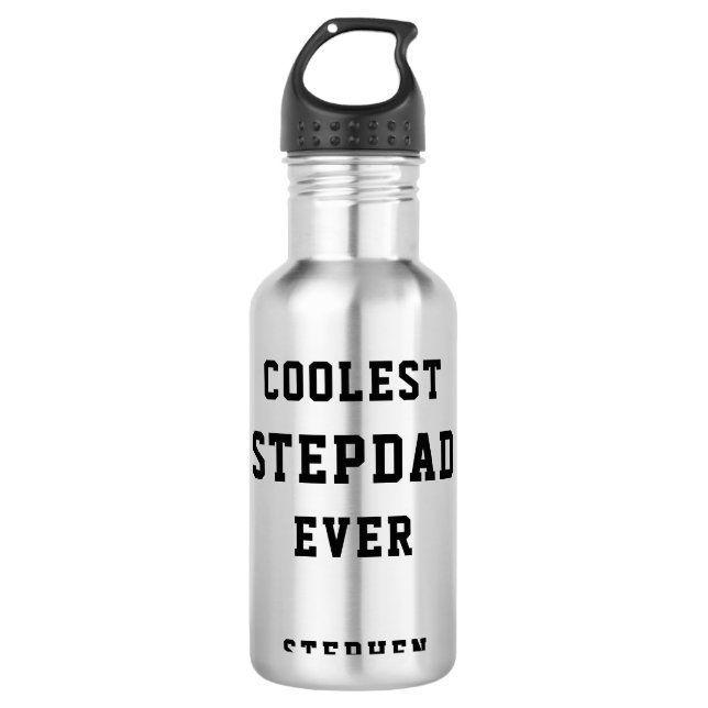 Coolest Stepdad Ever Typography Personalised Dad 532 Ml Water Bottle (Front)