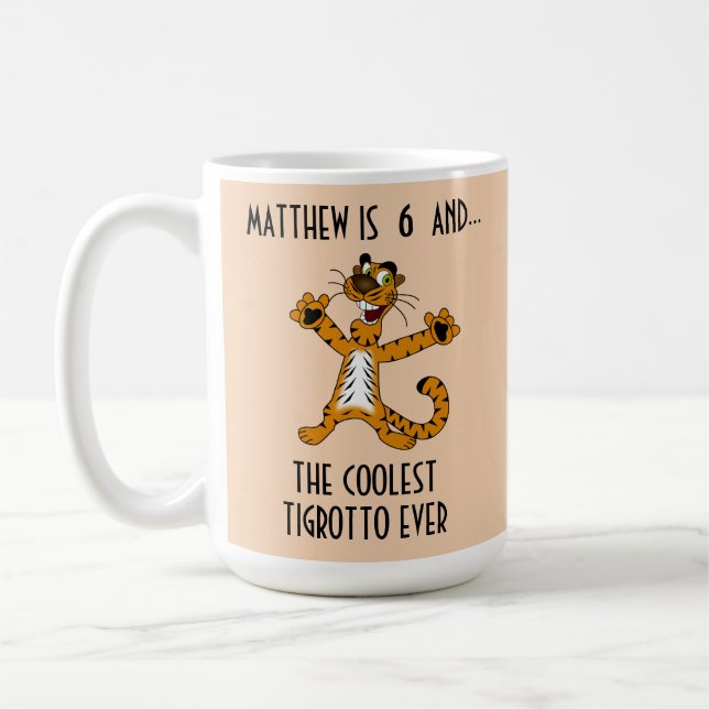 Coolest Tigrotto Ever White Orange Birthday Boy Coffee Mug (Left)