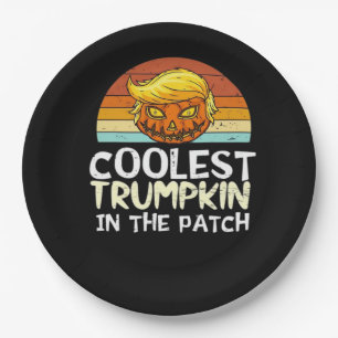 Coolest Trumpkin Patch Paper Plate