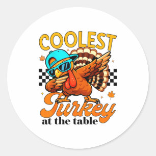 Coolest Turkey At Table Funny Bird Toddler Boys Th Classic Round Sticker