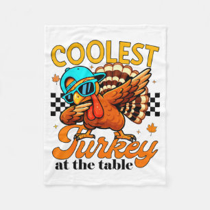 Coolest Turkey At Table Funny Bird Toddler Boys Th Fleece Blanket
