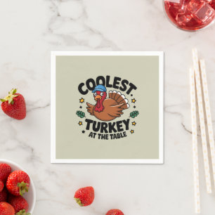 Coolest Turkey At The Table Thanksgiving Dinner Napkin
