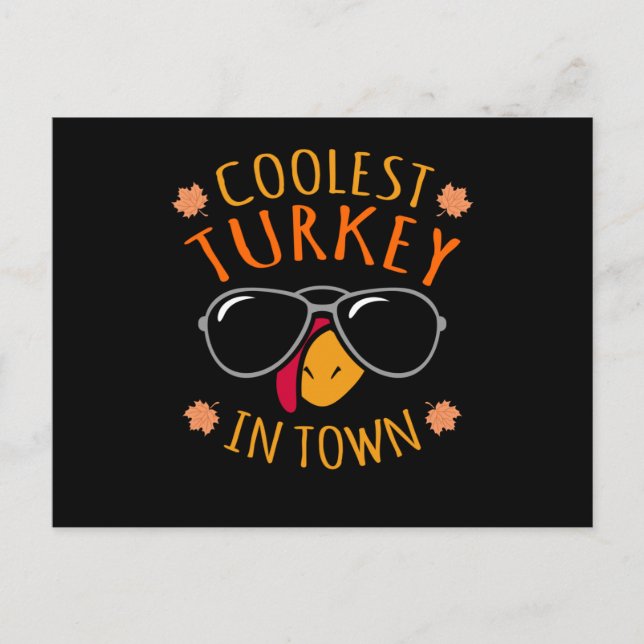 Coolest Turkey Funny Thanksgiving Family Men Women Postcard (Front)
