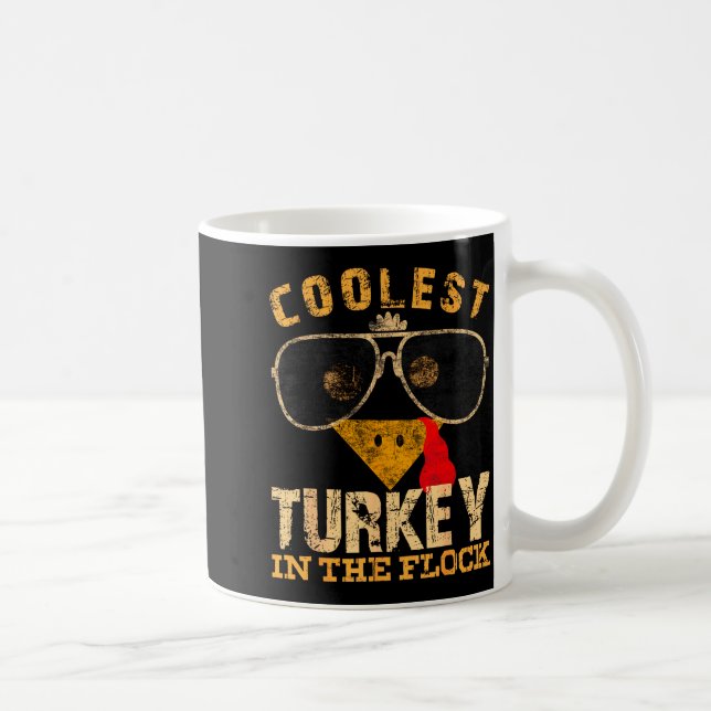 Coolest Turkey In Flock Thanksgiving Funny Turkey  Coffee Mug (Right)