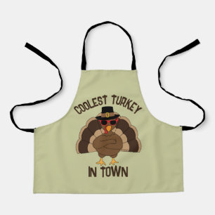 Coolest turkey in town Thanksgiving cool fun  Apron