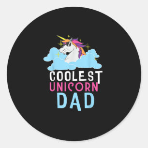 Coolest Unicorn Dad Cute Unicorn Lovers Funny Unic Classic Round Sticker