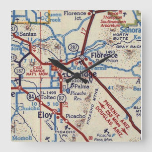 Coolidge Arizona Vintage Map Square Wall Clock