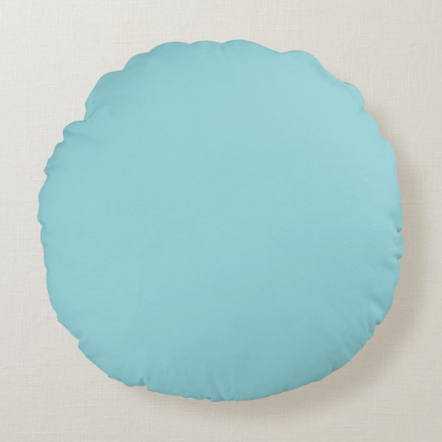 Cooling Waterspout Blue Solid Colour Print, Pastel Round Cushion (Front)