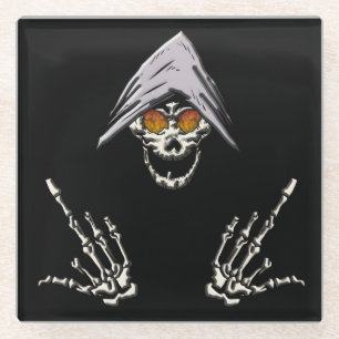 Cool's head     glass coaster