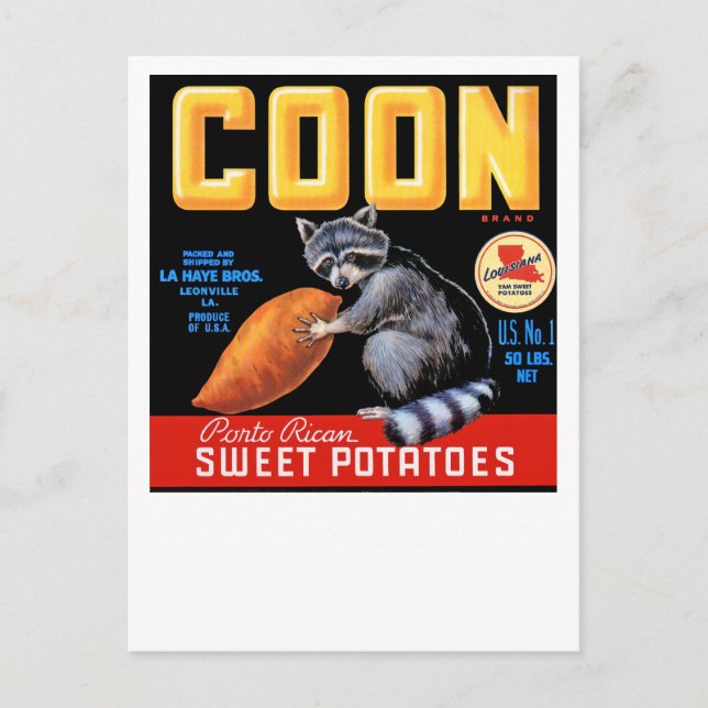 Coon Brand Sweet Potatoes Postcard (Front)