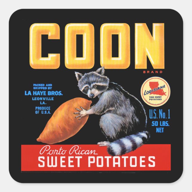Coon Brand Sweet Potatoes Square Sticker (Front)
