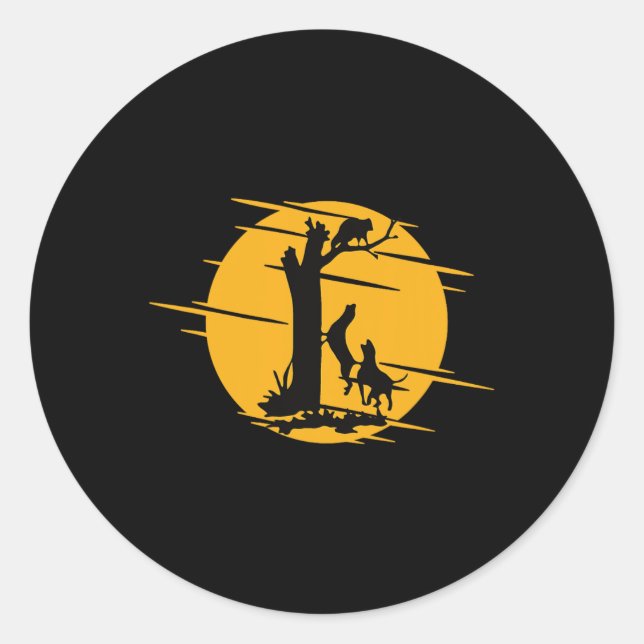 Coon Hound Dog Treeing A Racoon Howling - Fun Coo Classic Round Sticker (Front)