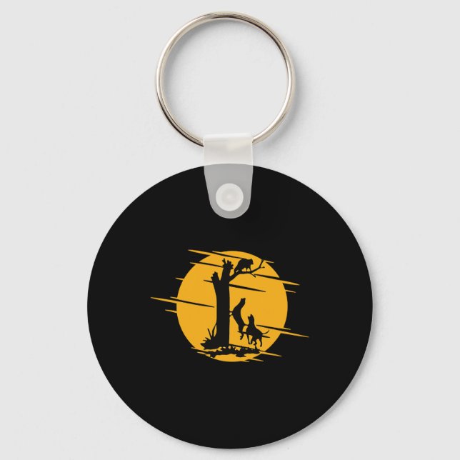 Coon Hound Dog Treeing A Racoon Howling - Fun Coo Key Ring (Front)