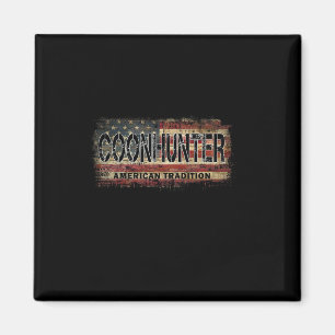 Coon Hunter American Flag Vintage Style Coon Hunti Magnet