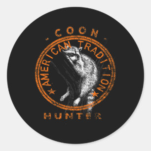 Coon Hunter American Patriotic Racoon Hunting Tra Classic Round Sticker