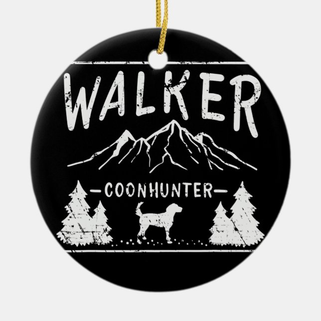 Coon Hunting Racoon Hunter Coonhound Dog Ceramic Tree Decoration (Front)