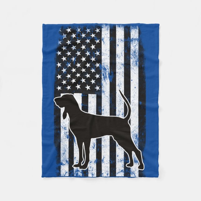 Coonhound & American Flag Fleece Blanket (Front)