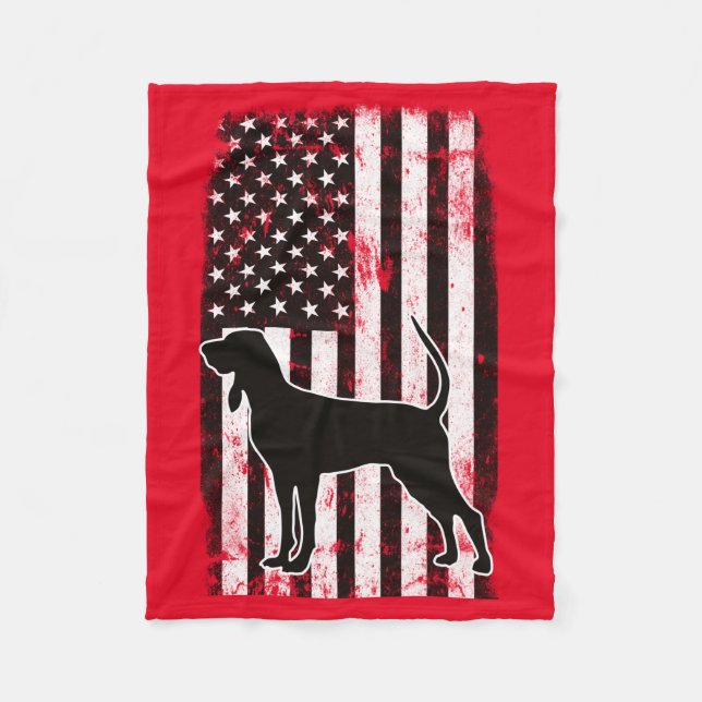 Coonhound & American Flag  Fleece Blanket (Front)
