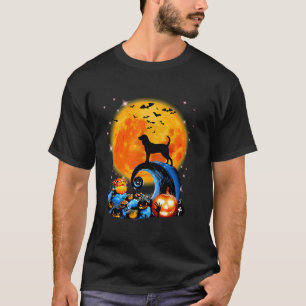 Coonhound And Yellow Moon Halloween Funny Dog Love T-Shirt