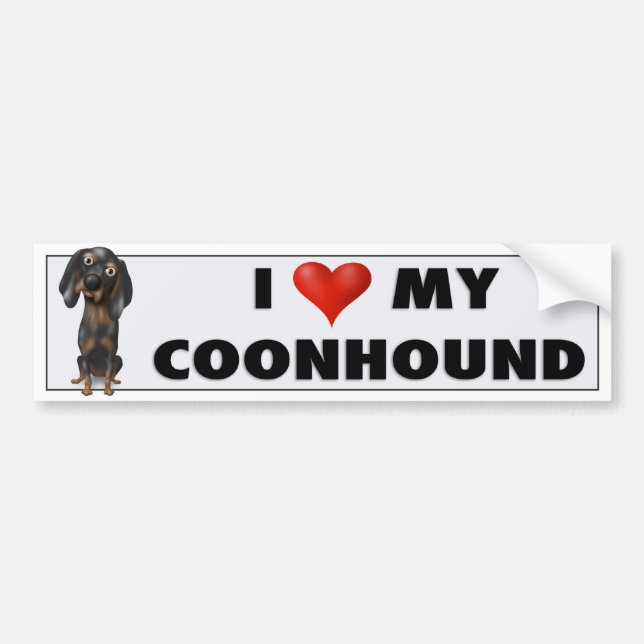 Coonhound (Black and Tan) Love BTC Bumper Sticker (Front)