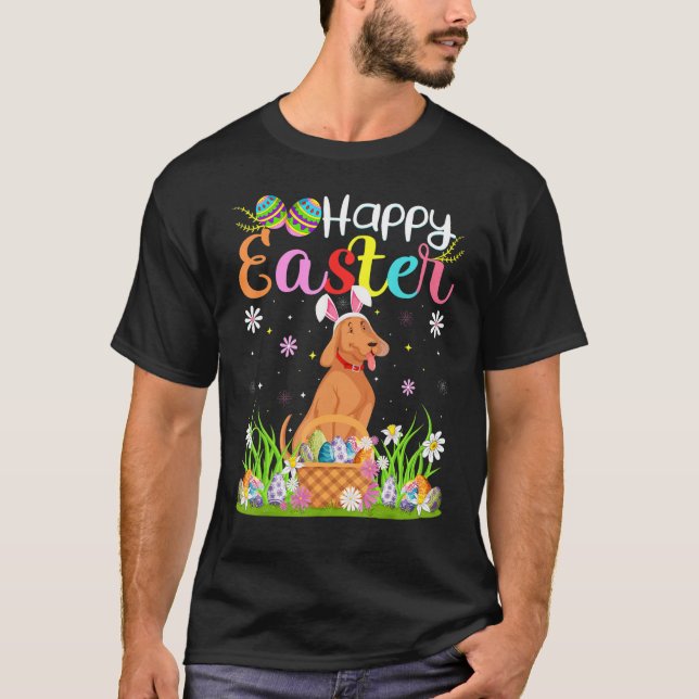 Coonhound Dog Bunny Egg Hunting  Coonhound Happy E T-Shirt (Front)