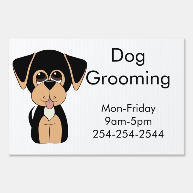 Coonhound Dog Grooming Yard Sign (Front)