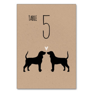 Coonhound Dog Silhouettes Wedding Reception Table Number