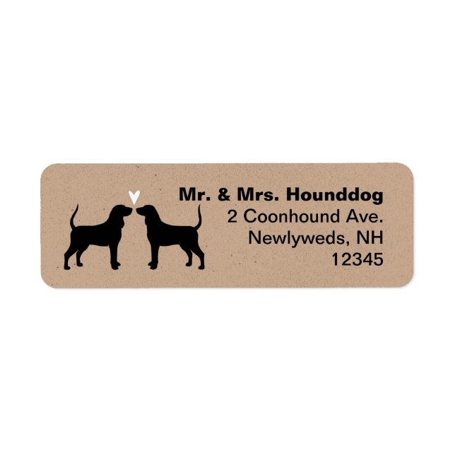 Coonhound Dog Silhouettes with Heart Address (Front)