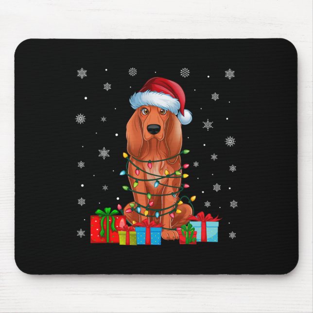 Coonhound Dog Ugly Xmas Lights Santa Coonhound Dog Mouse Mat (Front)