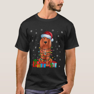 Coonhound Dog Ugly Xmas Lights Santa Coonhound Dog T-Shirt