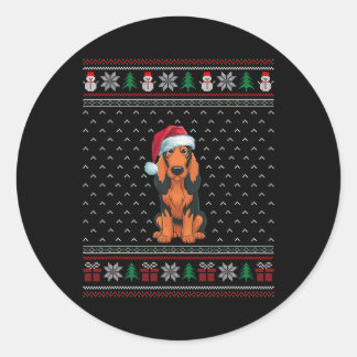 Coonhound Dog Wearing Santa Hat Ugly Xmas Dog Love Classic Round Sticker