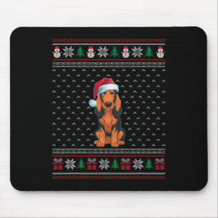 Coonhound Dog Wearing Santa Hat Ugly Xmas Dog Love Mouse Mat