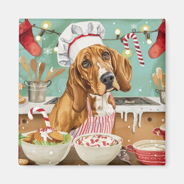 Coonhound Holiday Baking: Festive Christmas Magnet (Front)