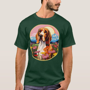 Coonhound Mountain Flower Cute Colourful Puppy Dog T-Shirt
