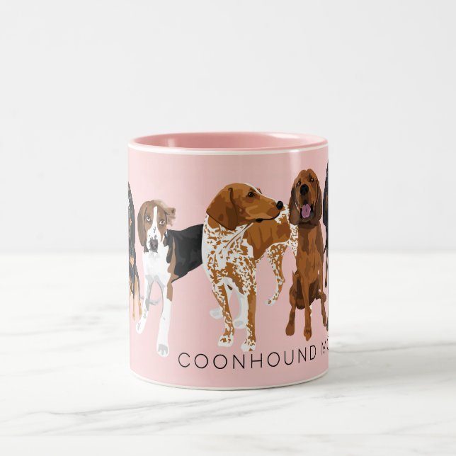 Coonhound Mum Pink Two-Tone Coffee Mug (Center)